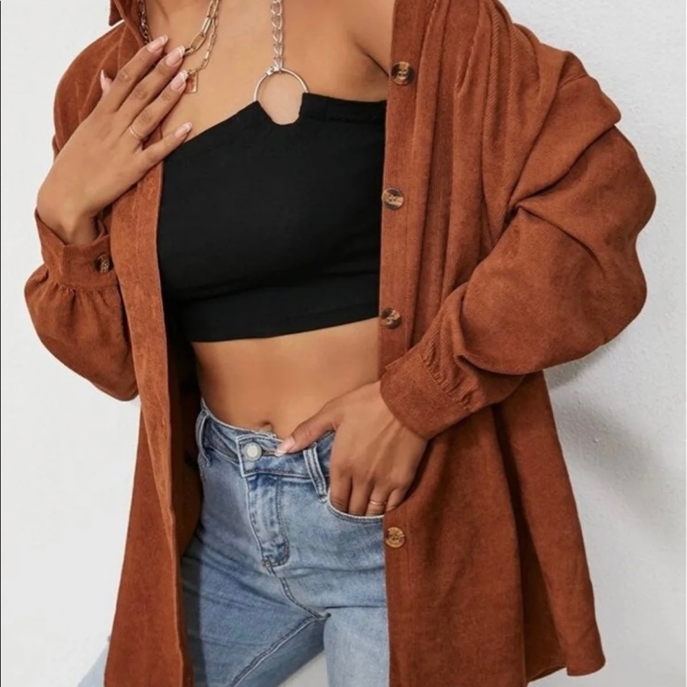 Drop Shoulder Pocket Corduroy Coat - Picture 2 of 7